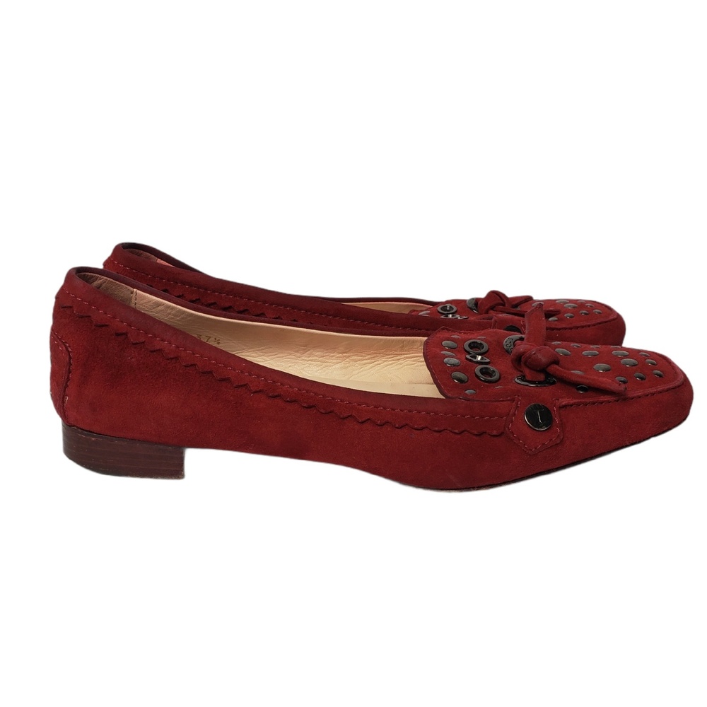 Tod's Red Suede Studded Loafers